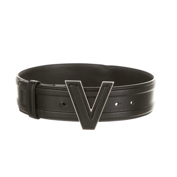 VERSACE Black Leather Belt